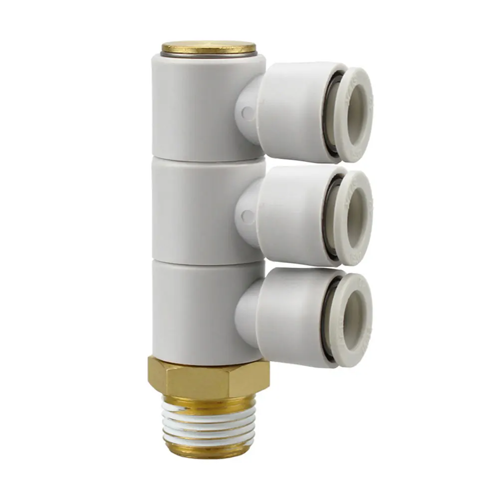 

Rotary 1/8" 1/4" 3/8" 1/2" BSP 4 6 8 10 12mm Tube Elbow 3 Ways Splitter Plastic Pneumatic Air Pipe Fitting Push In Connector