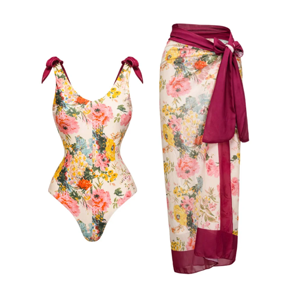 

Купальник с цветочным принтом и цветными блоками, накидка, праздничная пляжная одежда, дизайнерский купальный костюм, летняя одежда для серфинга