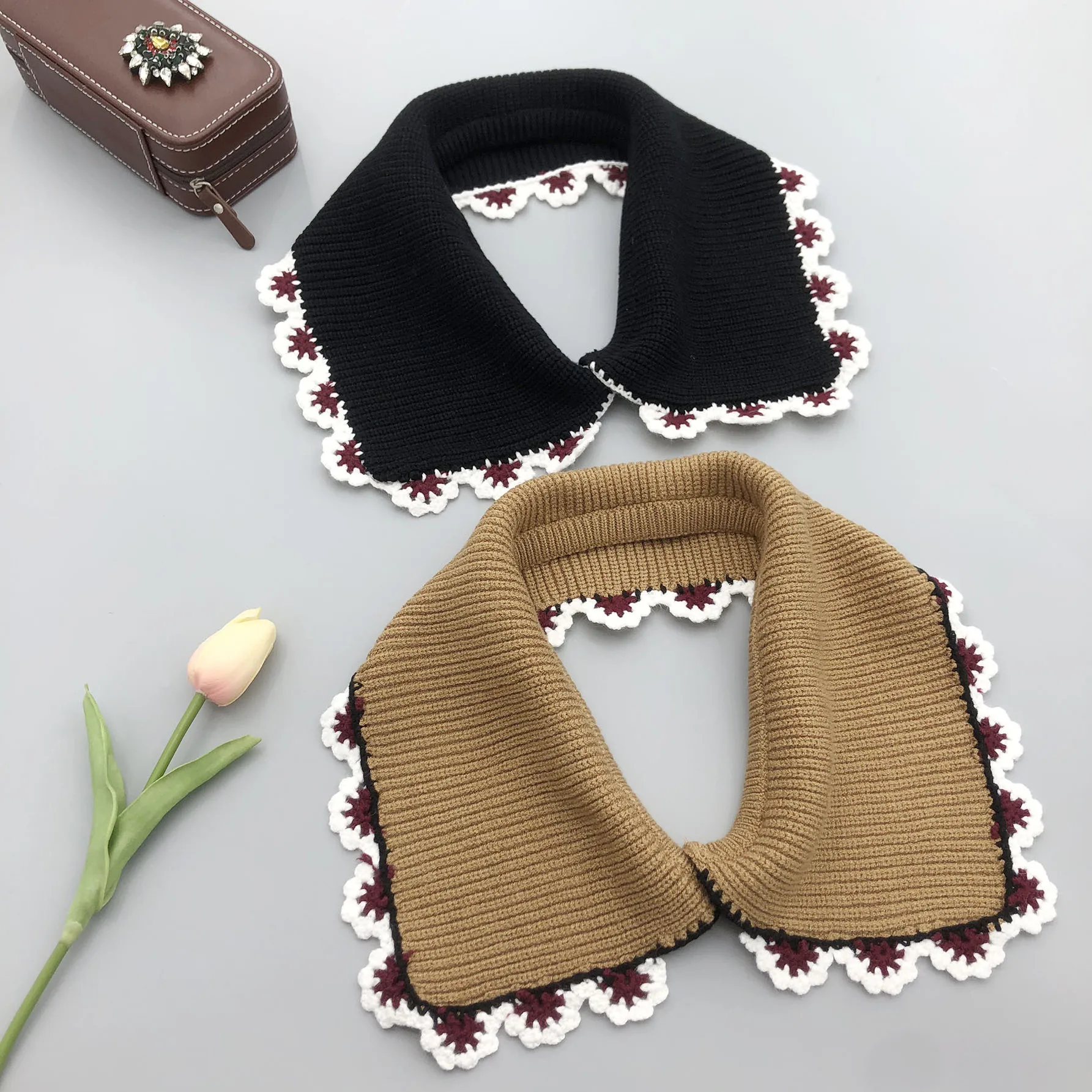 

Новинка 2023, Стильный трикотажный женский съемный воротник для рубашки, воротник с лацканами, искусственный воротник, аксессуары для женской одежды