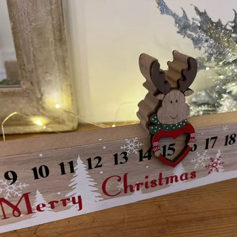 

Wooden Ruler Furnishing Articles Christmas Countdown Calendar Christmas 2022 Elk Countdown Calendar Dropshipping