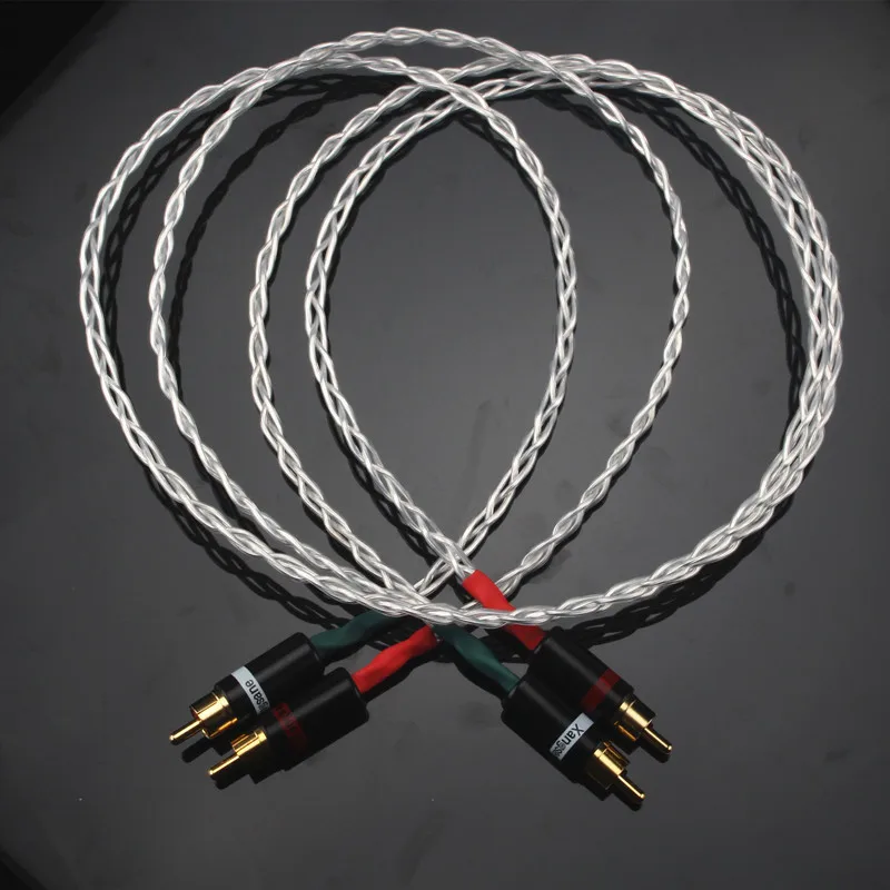 Фото Пара HiFi RCA кабель Crystal Copper OCC Посеребренная аудиосигнальная линия №5