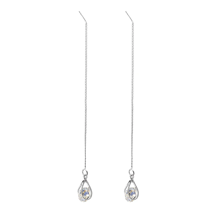 

Long Crystal Earrings Ear Line Shiny Zircon Drop Tassel Earrings For Women Earing Jewelry Earring Gold Silver Color Earings 2CF2
