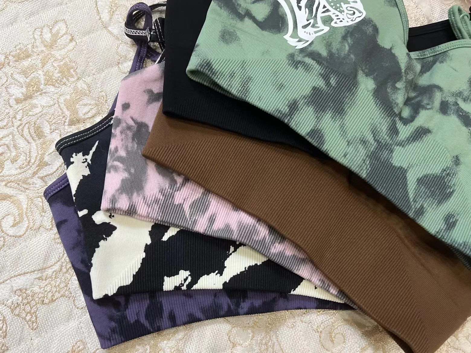 Darc Sports Bra Women Blue Tie Dye Seamless Tight Sports High Quality Summer Pants Yoga Fitness Bra Gym Crossfit Workout Shorts