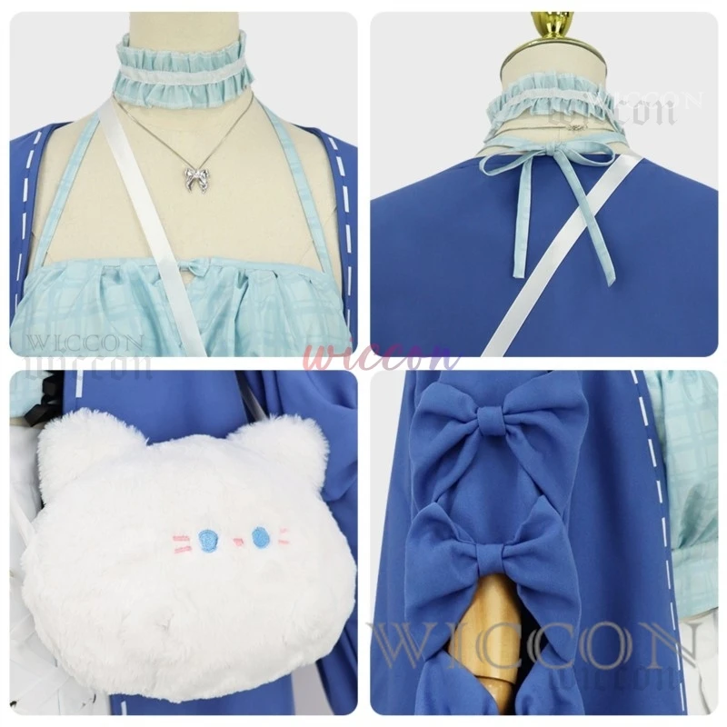 Fuwawa Mococo Abyssgard Fuwamococo Косплей Костюм Повседневное Платье Хвост Парик Holo Vtuber EN Новый