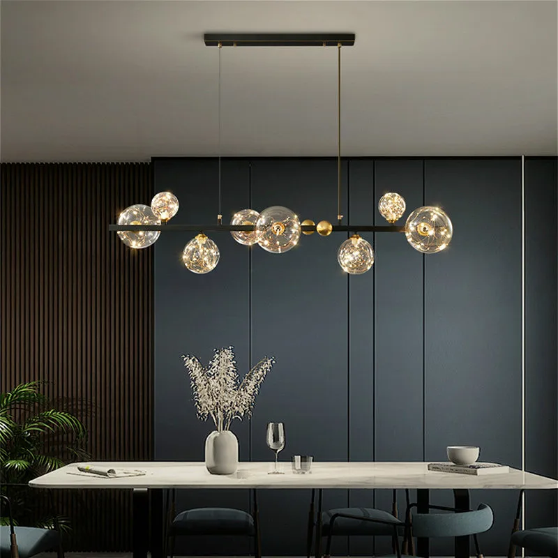 

Modern Creative Chandelier Circle Lights Clear Glass Ball Ceiling Hanging Lamp Romantic Star Living Room Decor Led Lighting CD