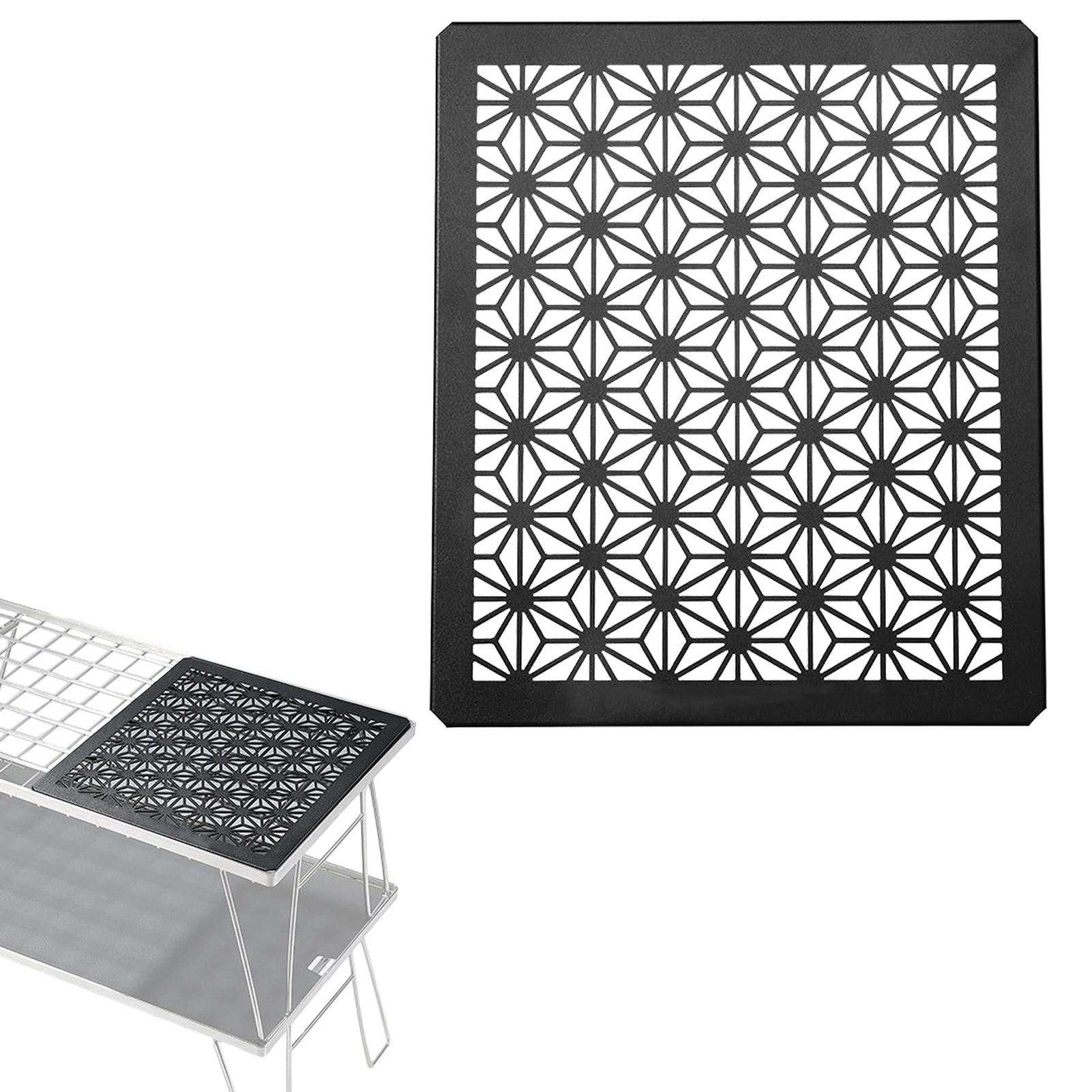 

Дополнительный поднос для стола, квадратная верхняя тарелка, многоцелевой вспомогательный поднос с узором в виде черных листьев, для кемпи...