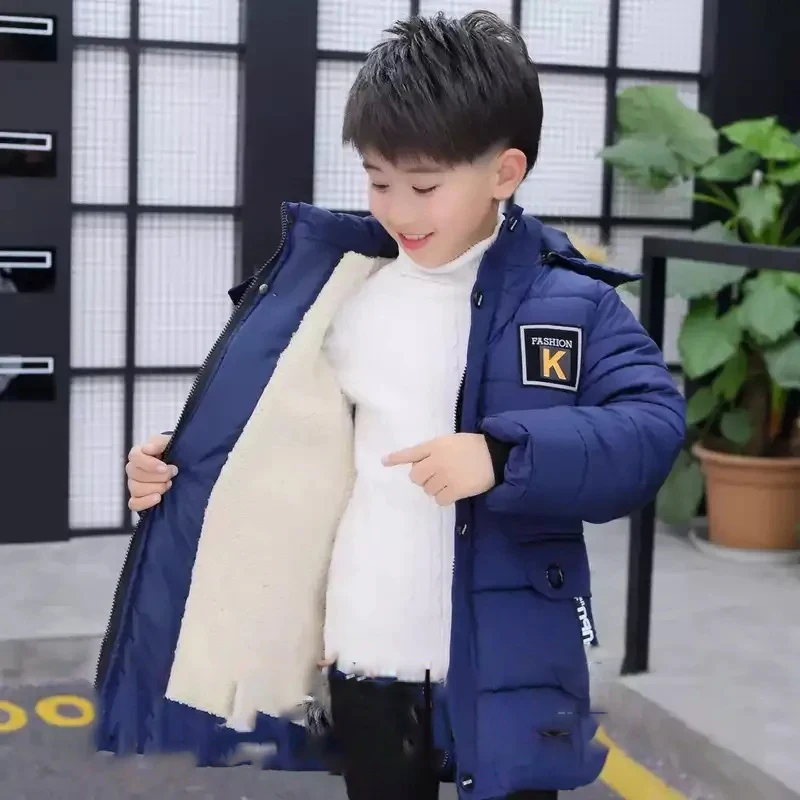 

Boy Coats 2023 Winter Kid Korean Version Jacket Down Cotton Thicker Kids Outerwear of The Bigs Child Hooded Parkas -30 Degrees