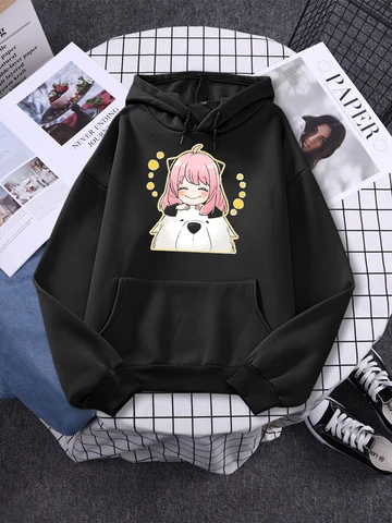 Spy X Family Cute Anya And Bond Forger Printed Women Hoodie Anime Kawaii Pullover Autumn Winter O-Neck Tops Casual Woman's Hoody
