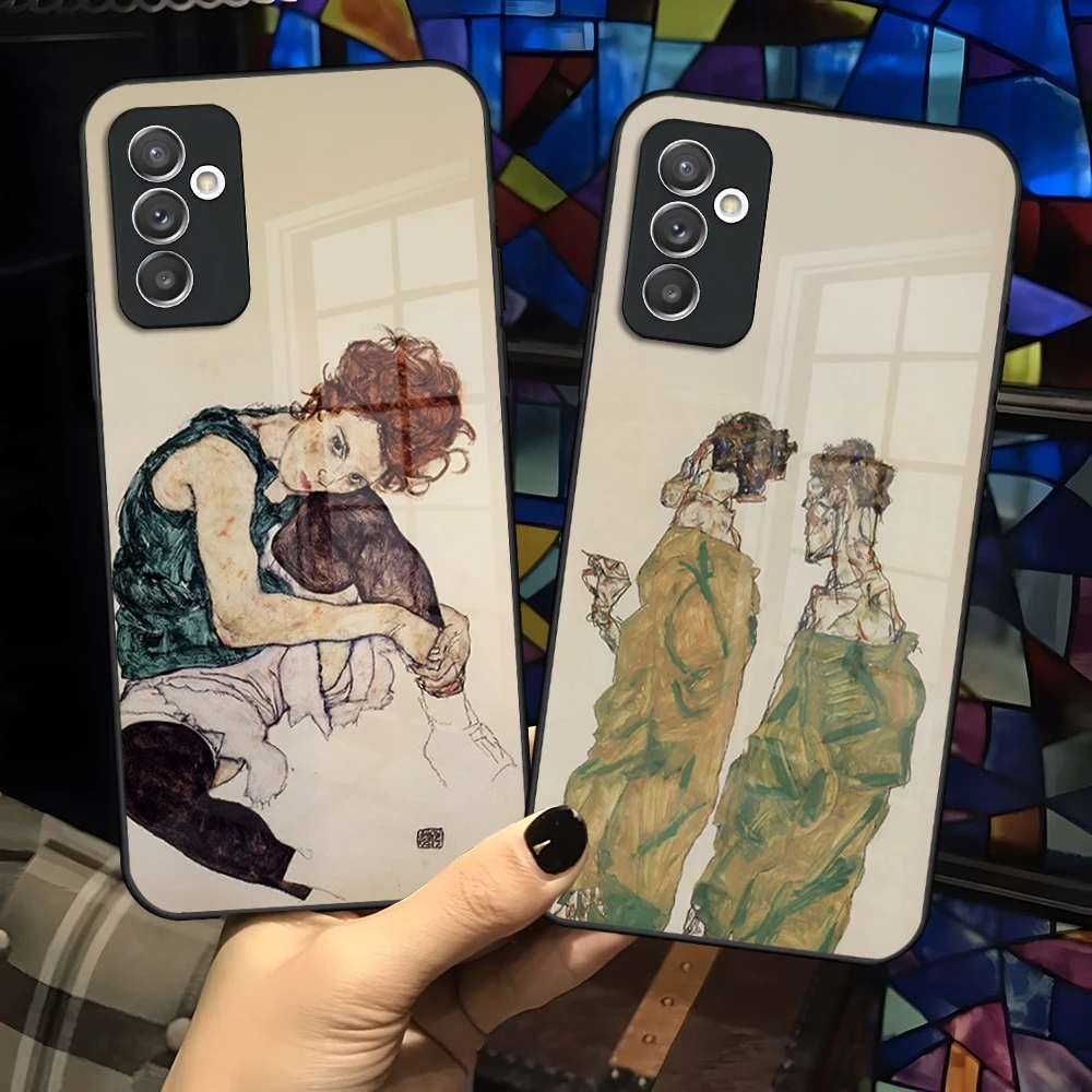 Чехол для телефона Egon Schiele Art Samsung Galaxy S24 S23 S22 S20 S21 Note20 Ultra Plus Fe цветной серебряный