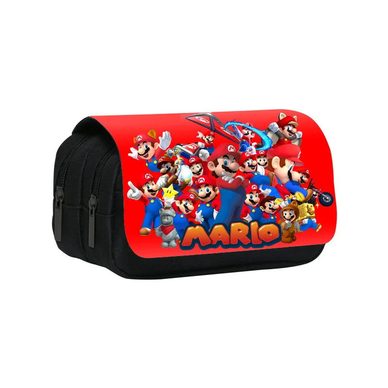 

Super Mario Bros Cartoon Double-layer Pencil Case Mario Anime Figures Stationery Large-capacity Storage Pencil Bag Student Gifts
