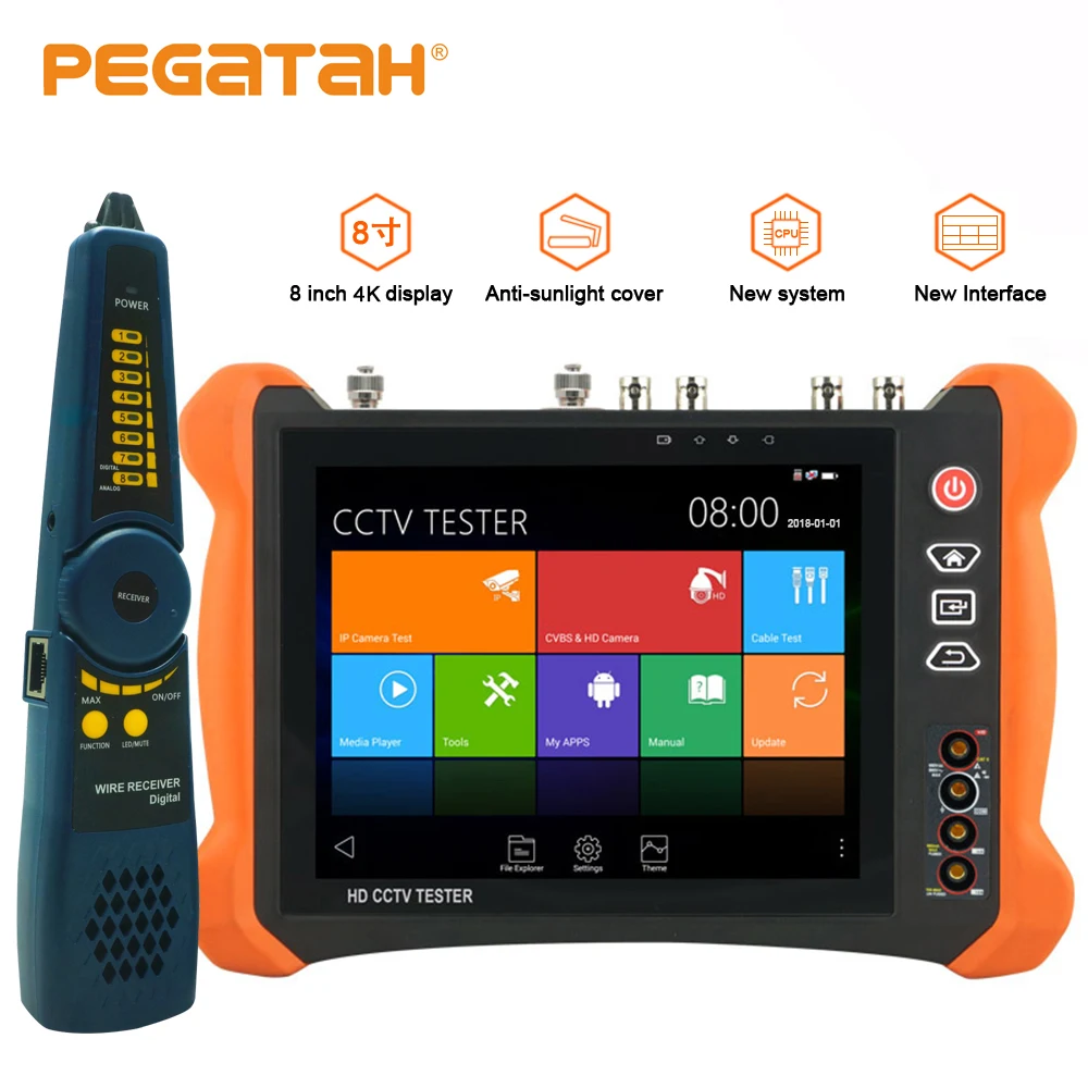 

All In 1 12MP IP Camera CCTV Tester Monitor 4K HDMI 8MP AHD/TVI/CVI/SDI CCTV Camera Tester 8 Inch IPC Tester CCTV Tools PEGATAH