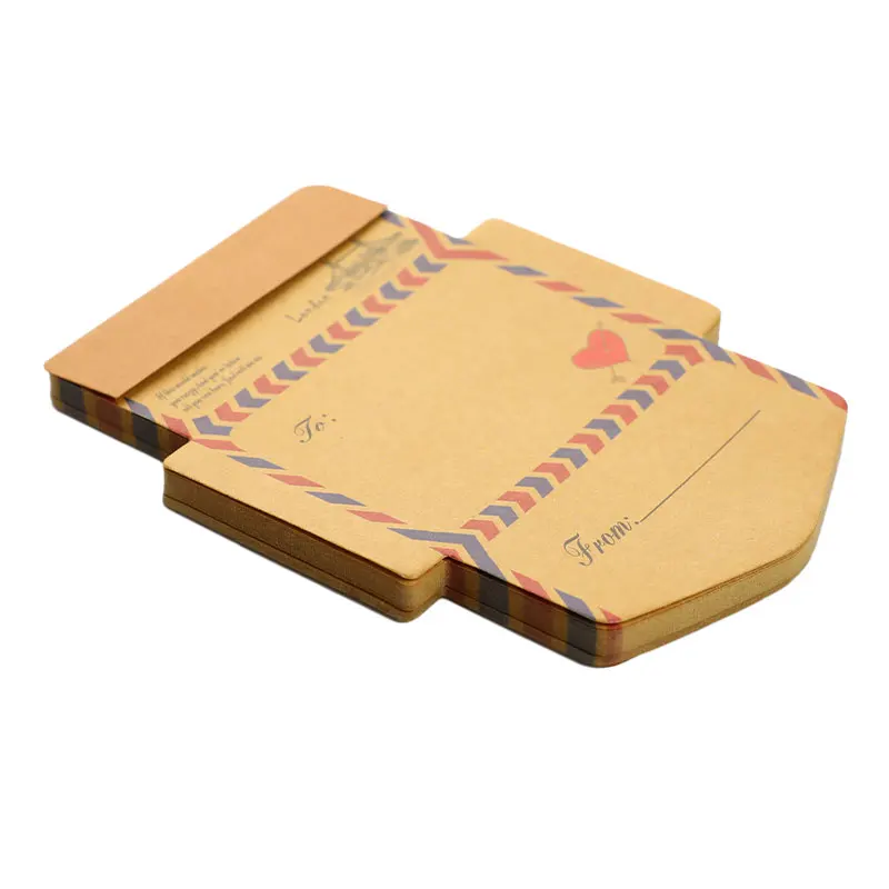 

Vintage Kraft Paper Note Pad Mini Cute Cartoon Stationery Post Letter Envelope