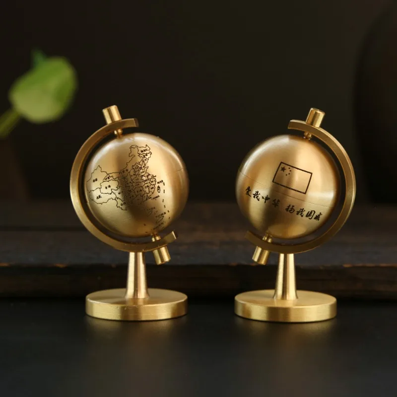 

Rotatable brass globe crafts for office, living room, desktop ornaments, wine cabinet, porch decoration