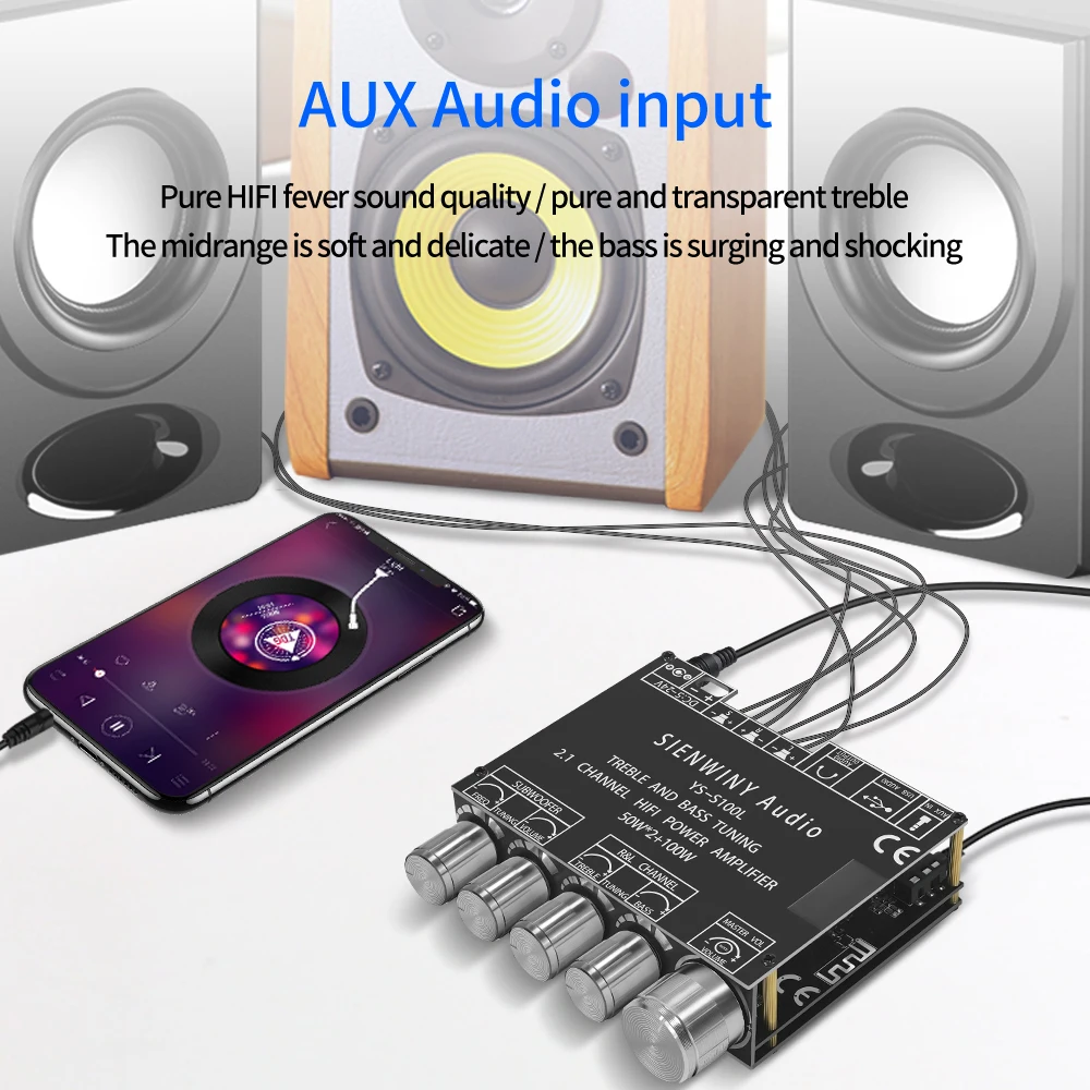 5 0 HIFIDIY S100L 50 Вт x 2 1 Bluetooth 100 каналов стерео усилитель для настройки басов - купить по