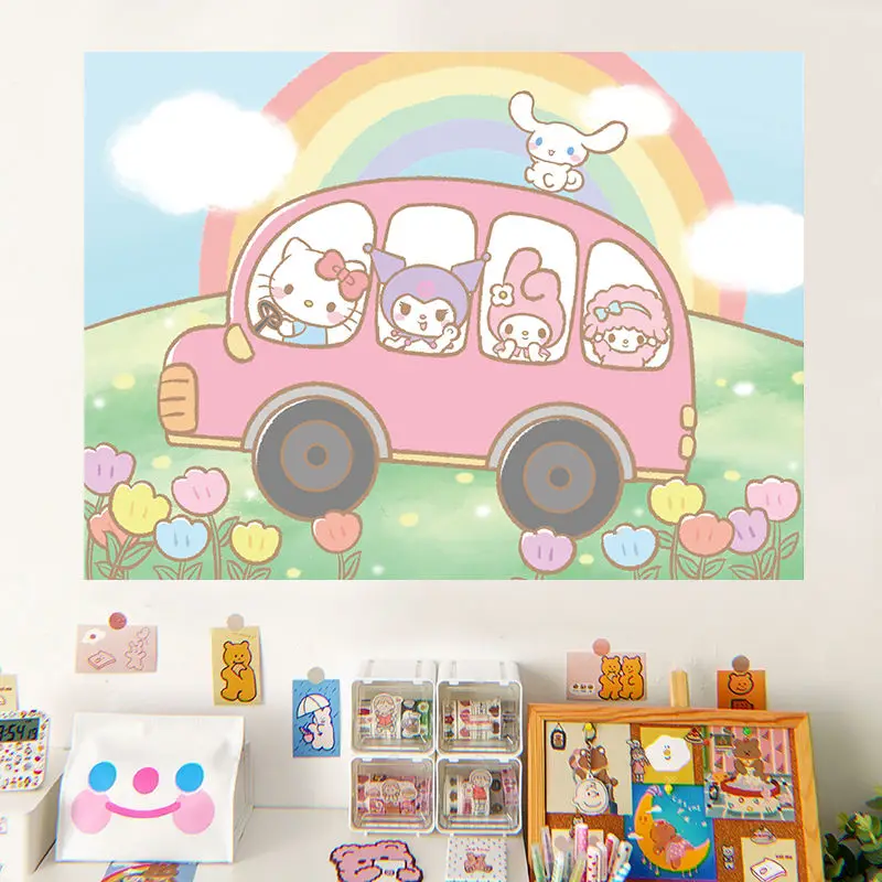 Sanrio мультфильм плакат настенные наклейки спальня девушка комната декор Mymelody Kuromi