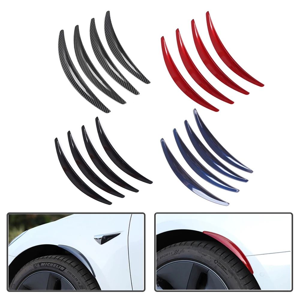 

4Pcs For Tesla Model 3 2017 2018 2019 2020 2021 Car Wheel Eyebrow Arch Trim Side Fender Strip Car Invisible Mud Flasp Mudguards