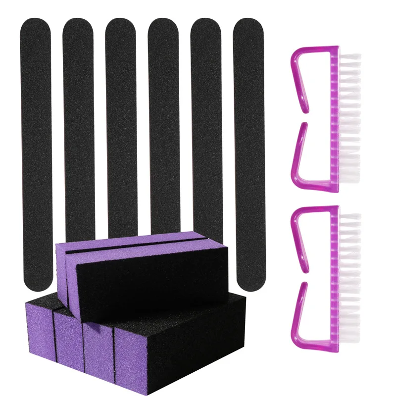 

14pcs/set Nail File High Elastic Cotton Tofu Block Horn Brush Dust Brush Manicure Set For Professionals Manicure Set