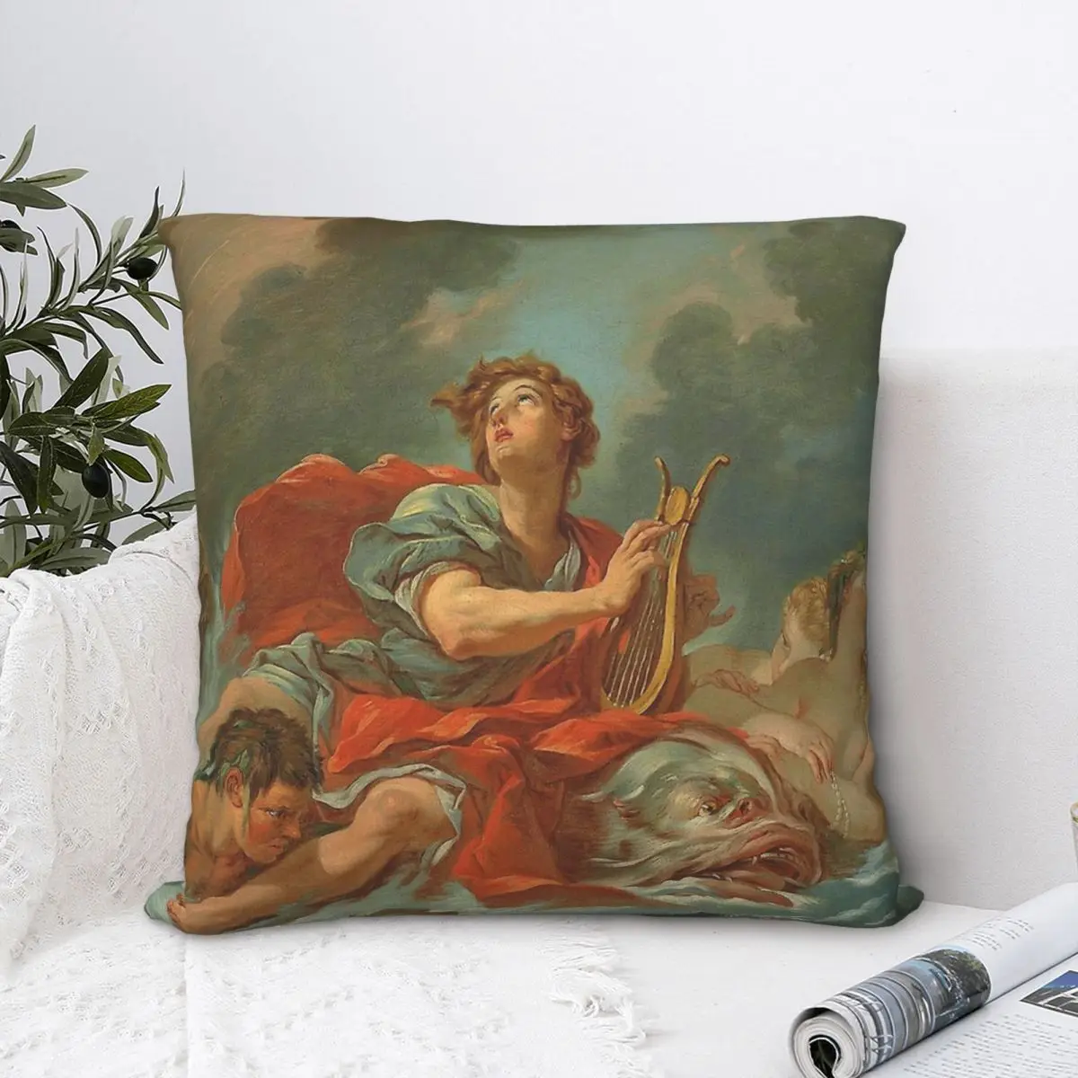 

Arion Saved By The Dolphins Hug Pillowcase Francois Boucher Rococo Painter Backpack Cushion Sofa DIY Printed Car Coussin Covers