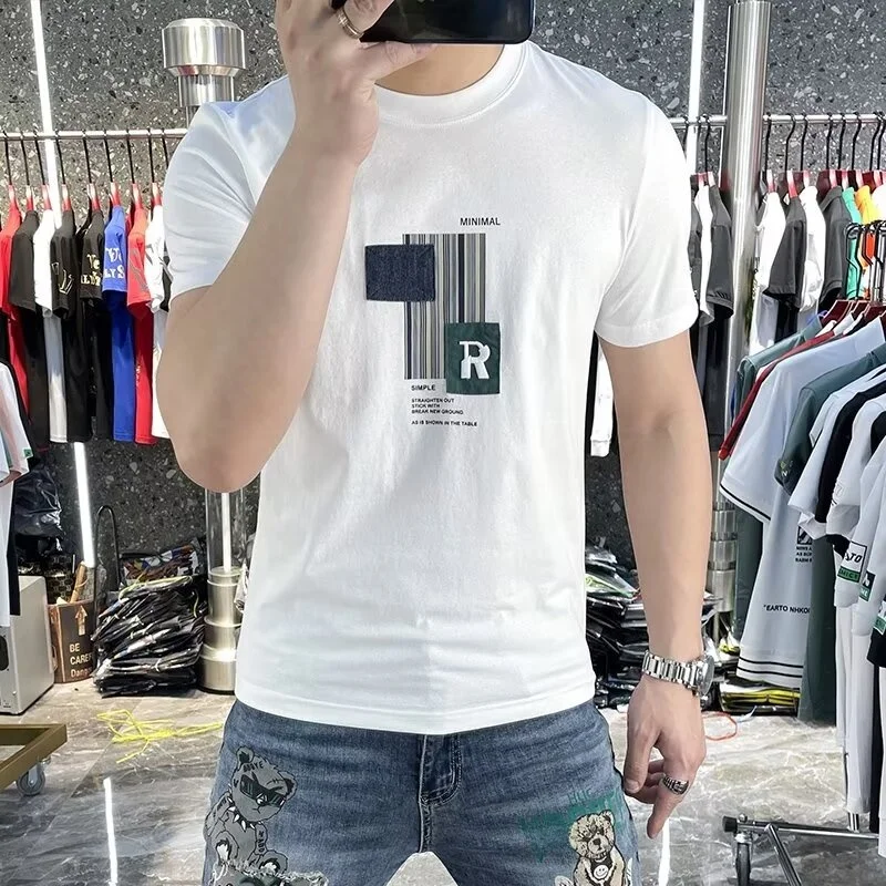 New Short sleeve T-shirt Men's Summer Korean Sle Trendy Simple Half Sleeve Top Hong Kong Loose Casual Fashion Brand T...