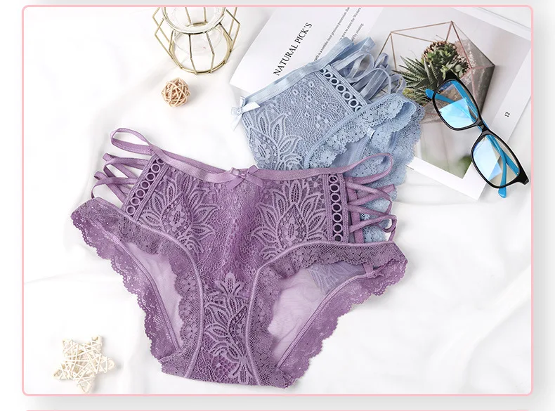 

Новые сексуальные кружевные трусики с вырезом, женские дышащие легкие трусики из чистого хлопка со средней талией