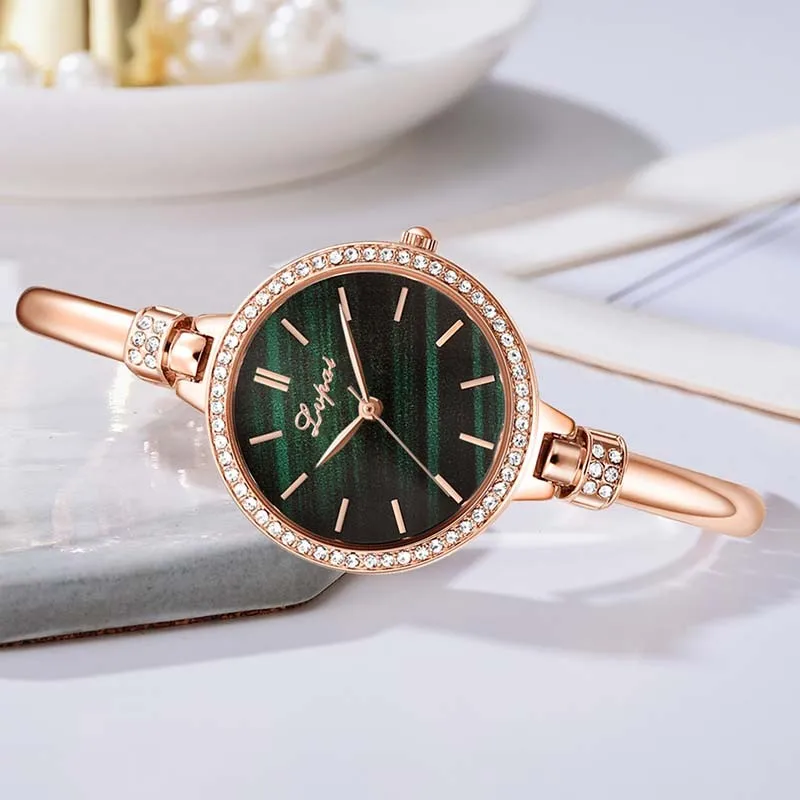 New Korean Edition Trendy Diamond Embedding Fashion Business Four Piece Set Women's Versatile Quartz Watch
