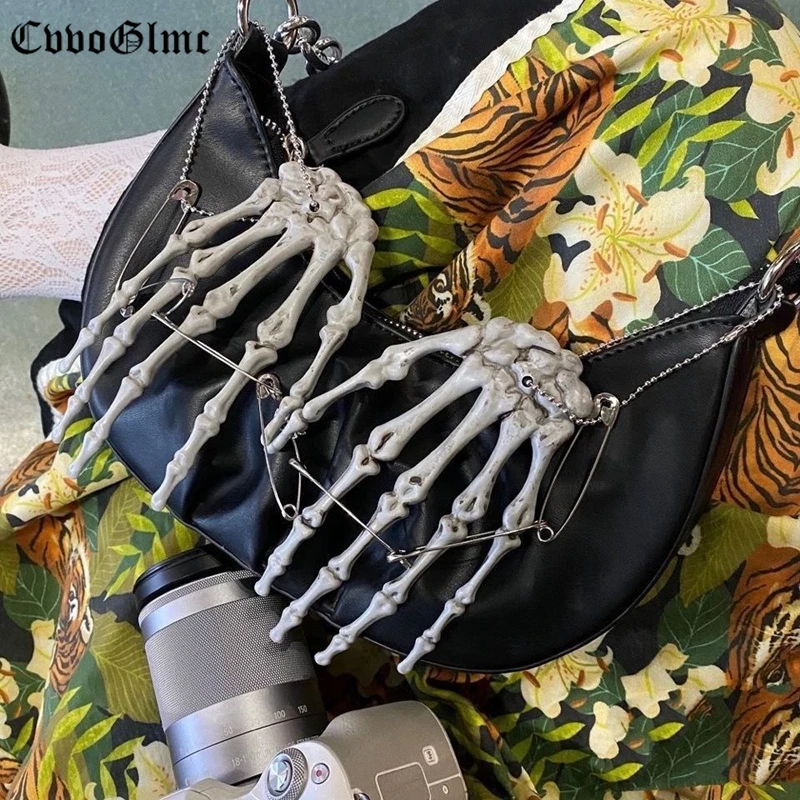 

Punk Y2K Dumpling Crossbody Messenger Bag Women Harajuku Gothic Skull Shoulder Purses and Handbags Ghost Chain Bolsa Feminina