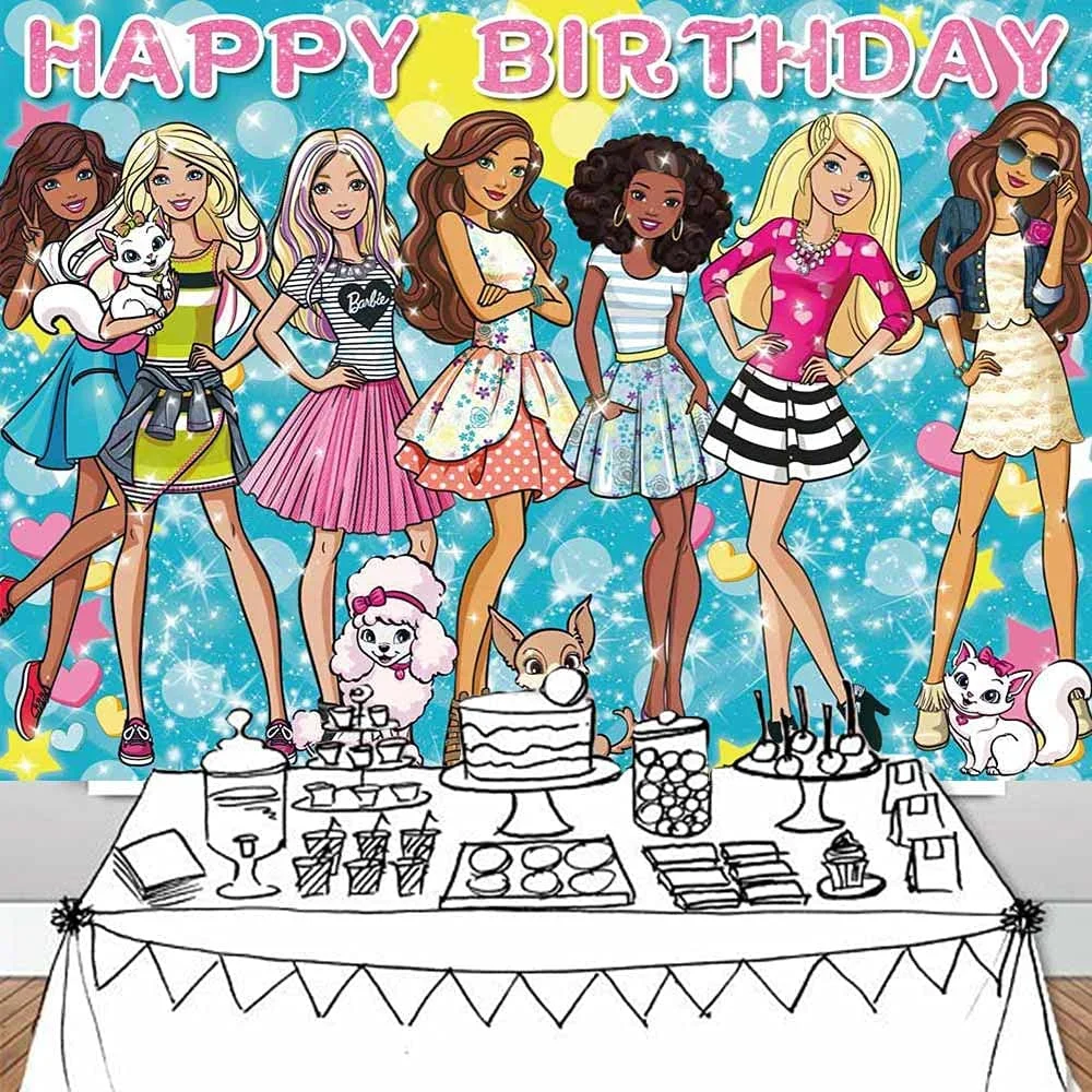 

Barbie Party Backdrop Pink Photography Background Glamour Girl Lady Birthday Party Banner Cake Table Decoration Decor Props