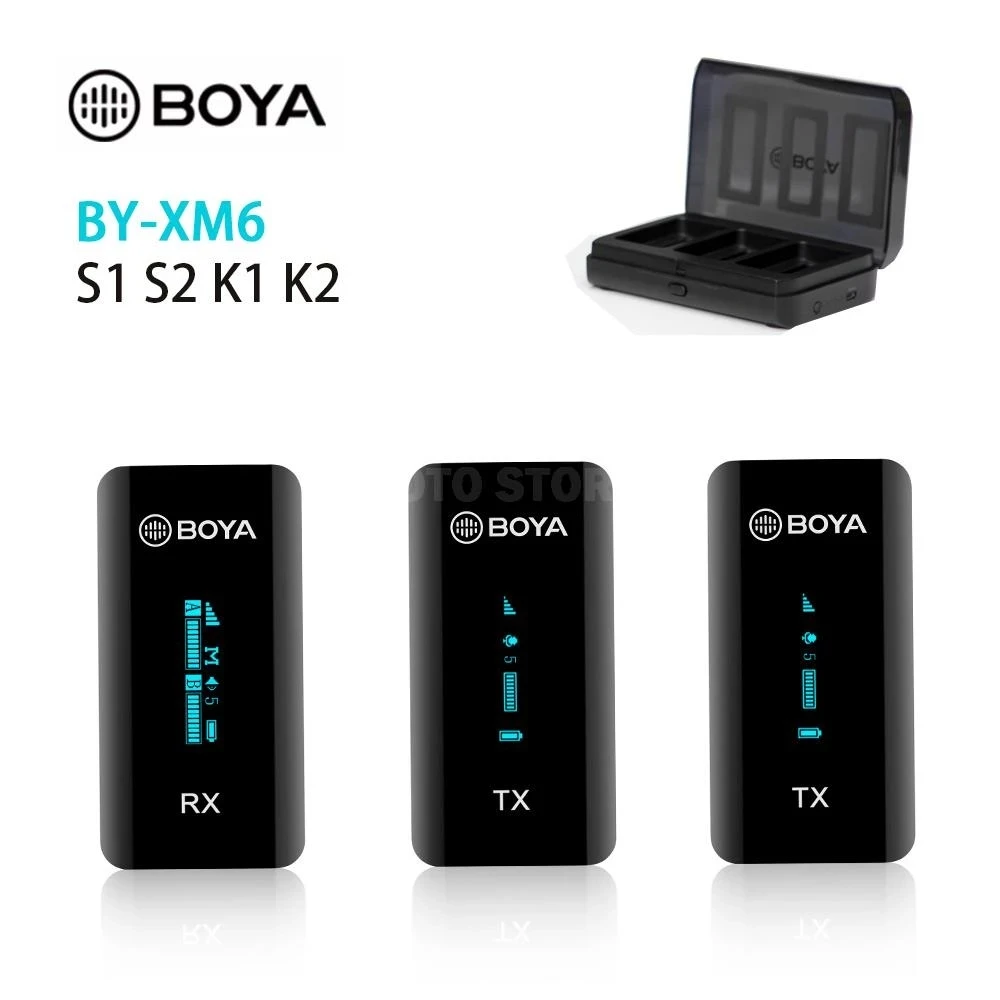 

NEW BOYA BY-XM6 S1 S2 K1 K2 2.4GHz AFH Wireless Lavalier Microphone For SONY Canon Nikon DSLR Audio Recorders VS BY-M1