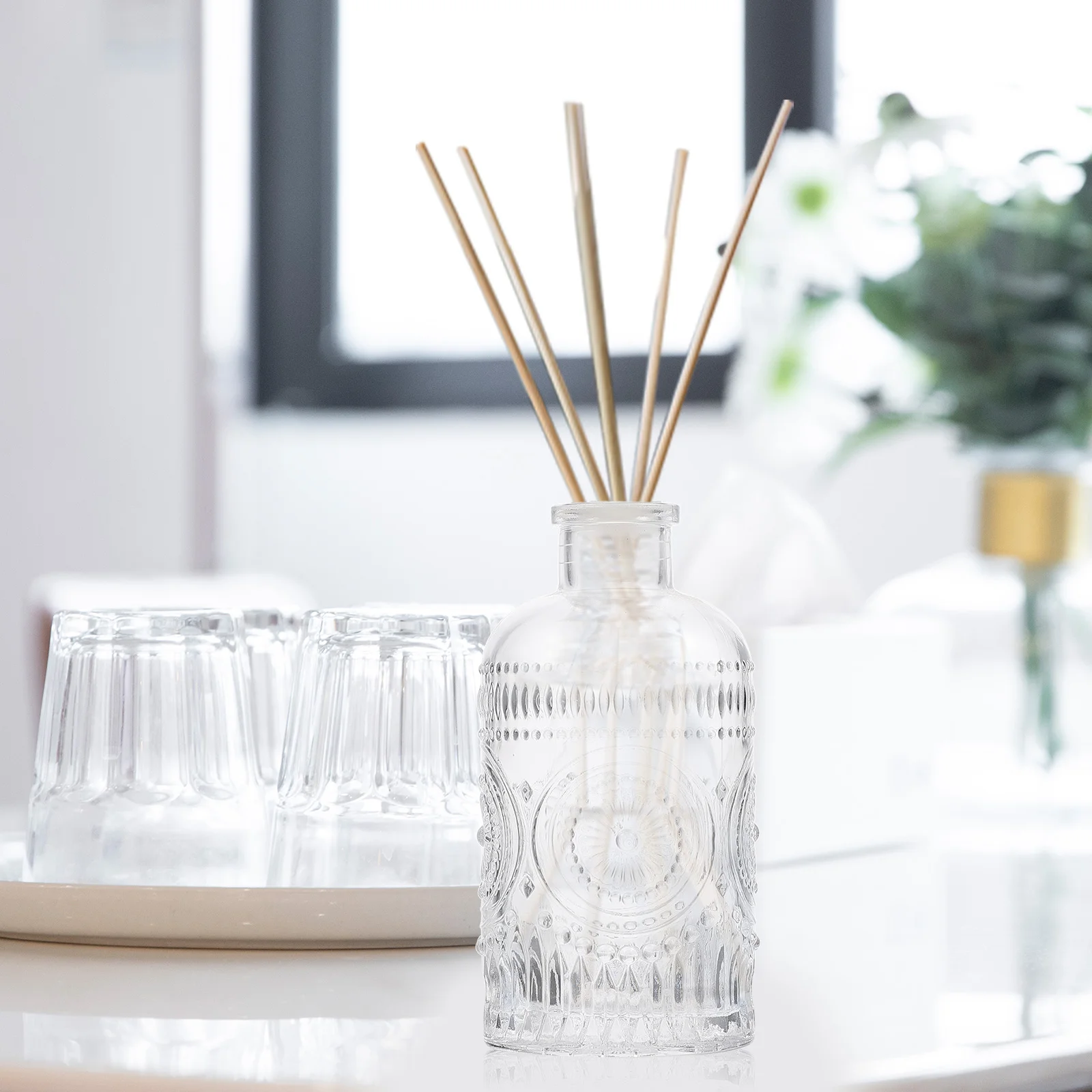 

Diffuser Bottle Glass Jar Car Decorative Square Empty Fragrance Luxury Essential Oils Bottles