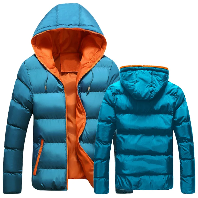 2022 New Fall/Winter Men's Cotton Coat Block Zipper Style Hooded Cotton Coat Jacket Mens Casual Coat Logo Customization