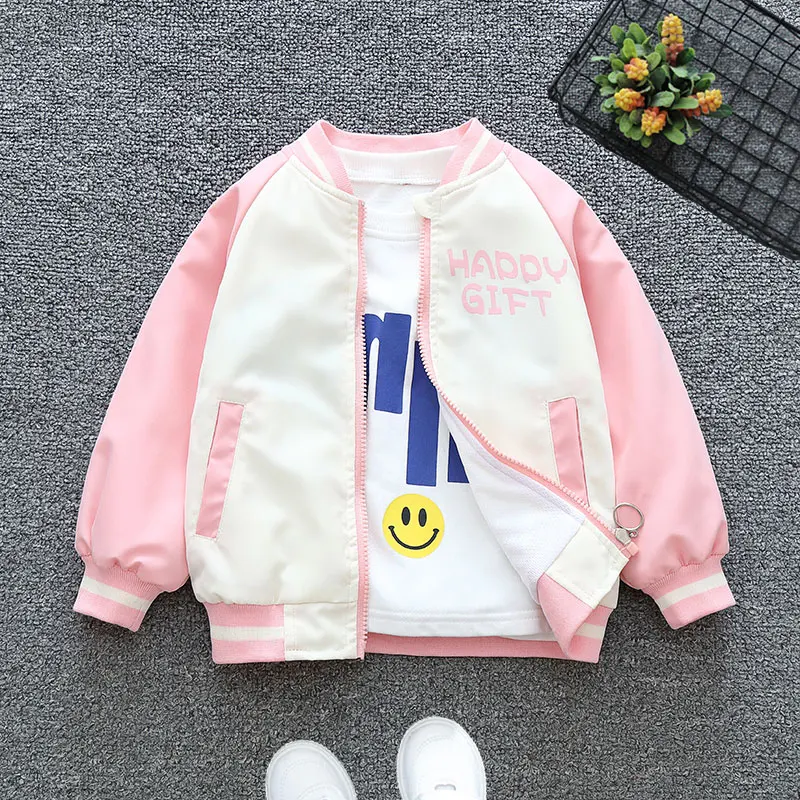 Весна-Осень 2024 пальто на молнии для мальчиков и детей с круглым вырезом карманами