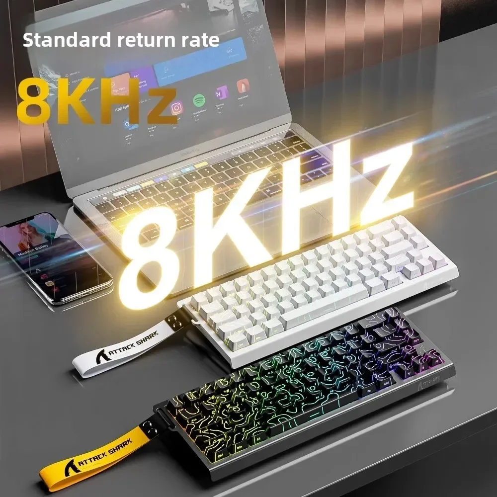 Фото Attack Shark X68HE магнитная ось 8K обратная механическая клавиатура скорость сканирования 128K точность 0,01 мм поддержка веб-привода быстрая реакция №3