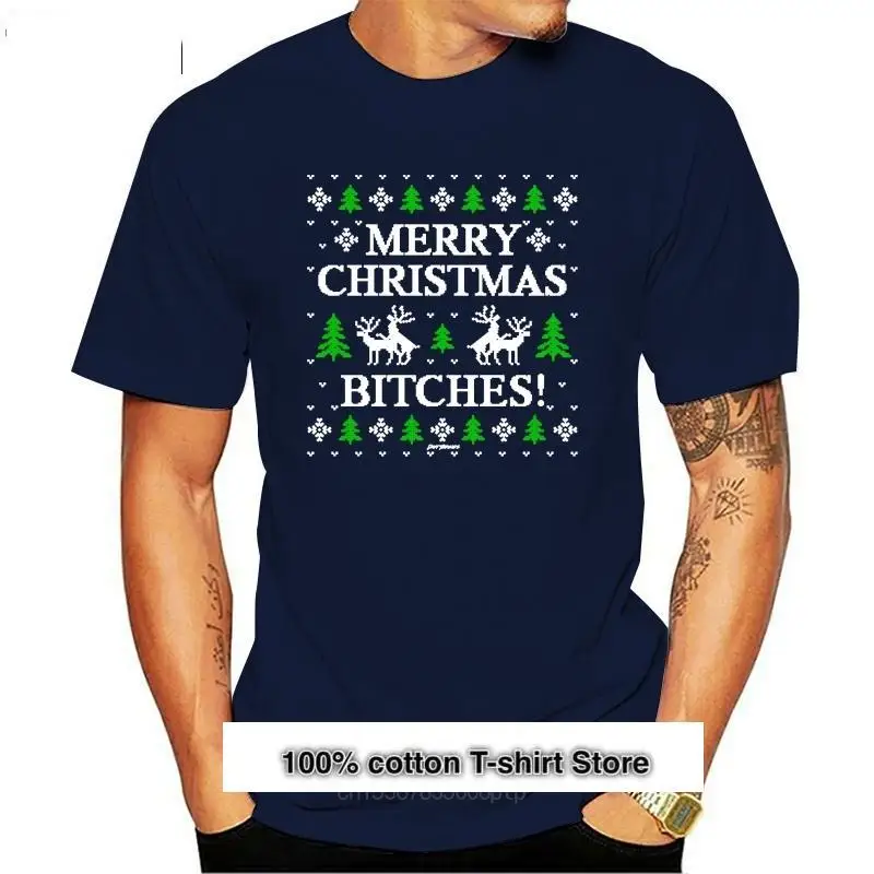 

Camiseta de moda con hilos Daft para hombres, suéter de Navidad feo, Feliz Navidad, Bitches, Horny, Reno