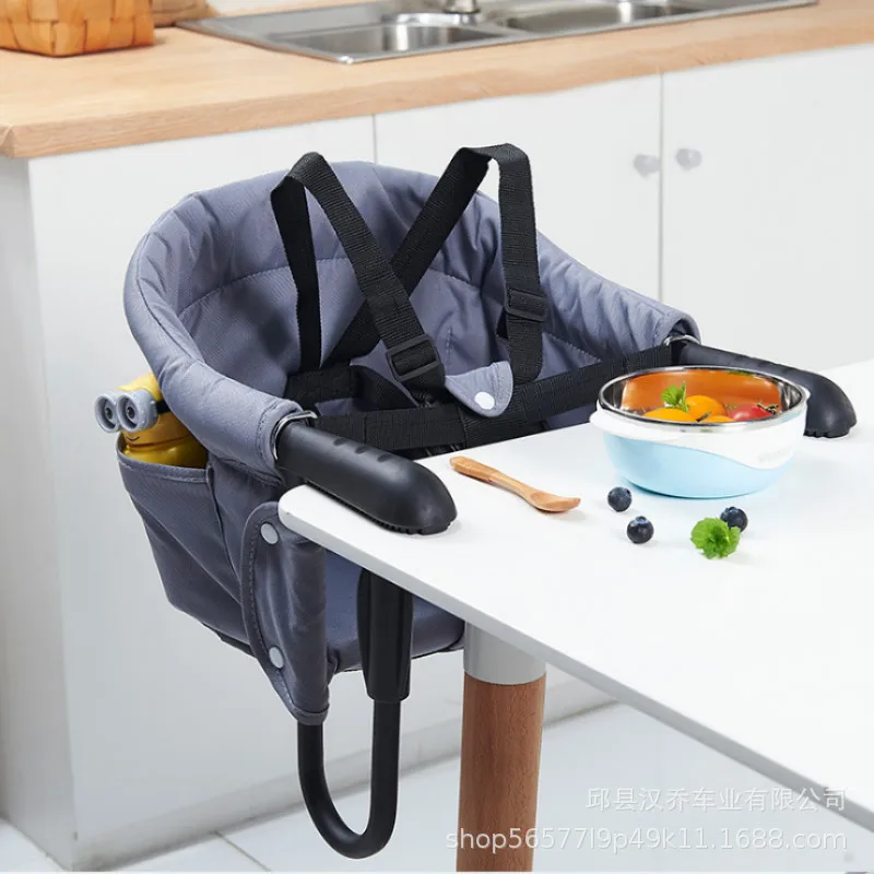 

Portable Baby Highchair Foldable Feeding Chair Seat Booster Safety Belt Dinning Hook-on Chair Harness Infant Lunch Cushion Mat