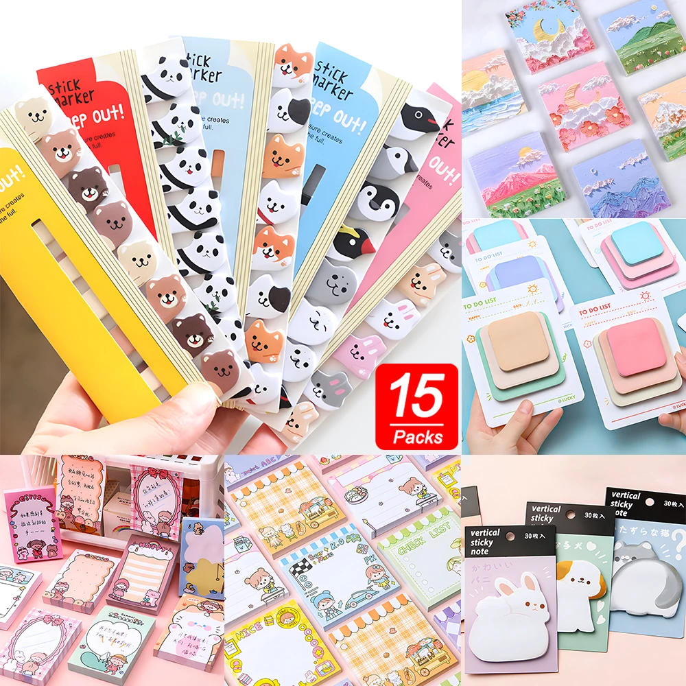 15 упаковок милые кавайные липкие заметки блокнот для ведения журнала блокноты