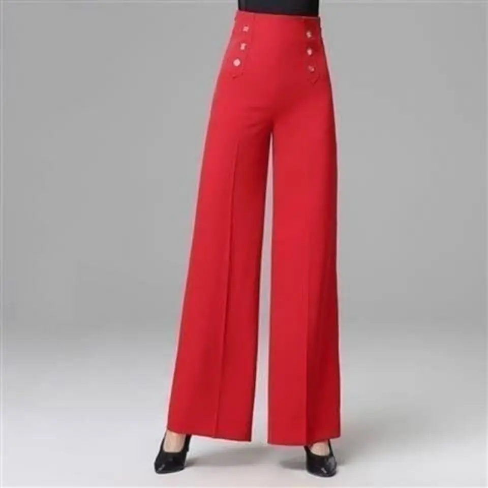 

Women Spring Summer Fashion Latin Dance Pants Female Modern Dance Wide-Leg Trousers Ladies Solid Color Loose Pants