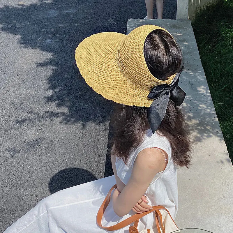 

Sun Hat Women's Summer New Hat Wavy Side Empty Top Big Brim Sun Hat No Top Sun Hat Summer