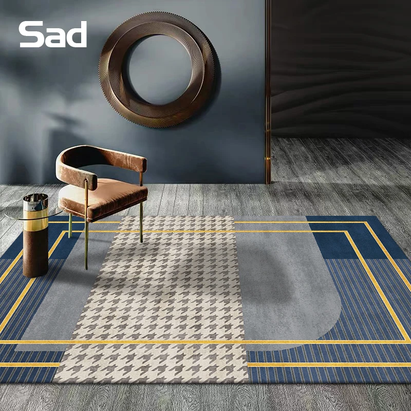 

Light Luxury Simple Carpet Modern Rectangular Living Room Carpets Home Non-slip Bedroom Bedside rugs Senior Checkroom Floor Mat