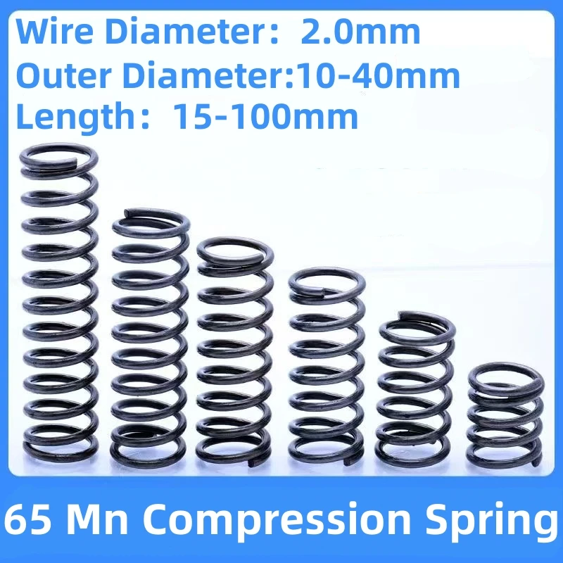 

Shock Absorbing Pressure Return Compression Cylindrical Helical Coil Backspring Compressed Spring 65Mn Steel WD 2.0mm Custom