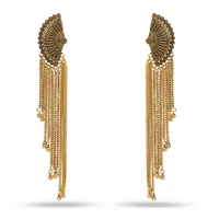 vintage long tassel indian earrings accessories ethnic gold color gypsy fan shape earring kolczyki jewelry