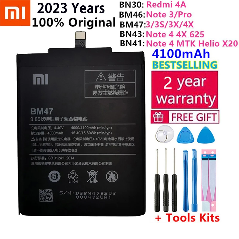 

Original XiaoMi Phone Battery For Xiaomi Redmi Hongmi 3 3S 3X 4X 4A Note 3 pro 4 4X High Quality Replacement Batteries +Tools