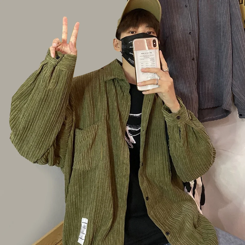 

Новинка, женский кардиган, пальто, рубашка, топы, вельветовое тонкое пальто оверсайз для мужчин, модное однотонное повседневное Мужское пальто на осень и зиму