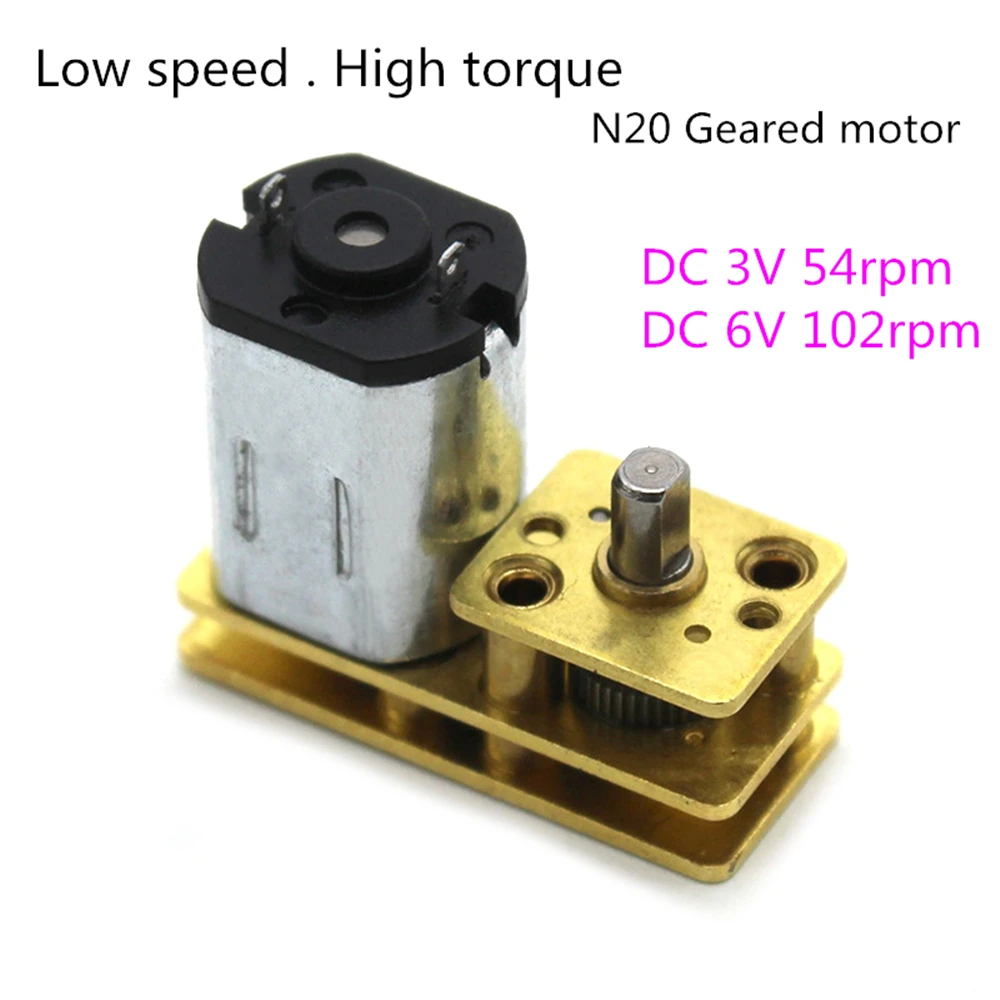 Мотор-редуктор N20 с постоянным током, 3 в, 6 в, 54 об/мин, 102 ОБ/мин