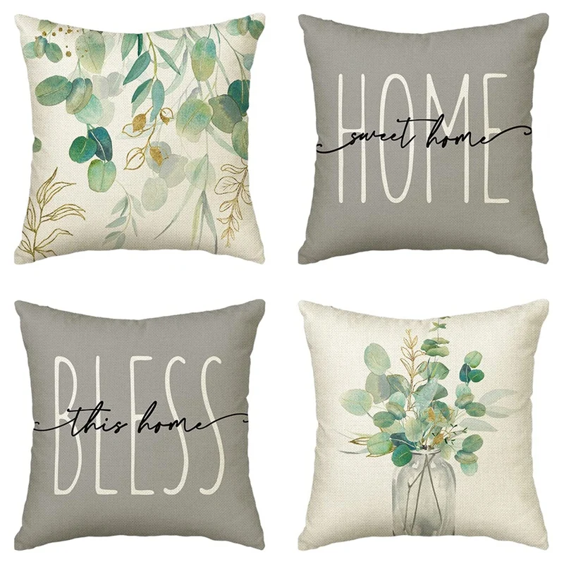 

Чехлы на подушки с принтом листьев эвкалипта, 18x18