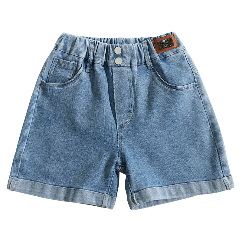 

2022 летние детские джинсовые шорты повседневные шорты-шаровары с эластичной резинкой на талии для крупных девочек детская одежда для подрос...