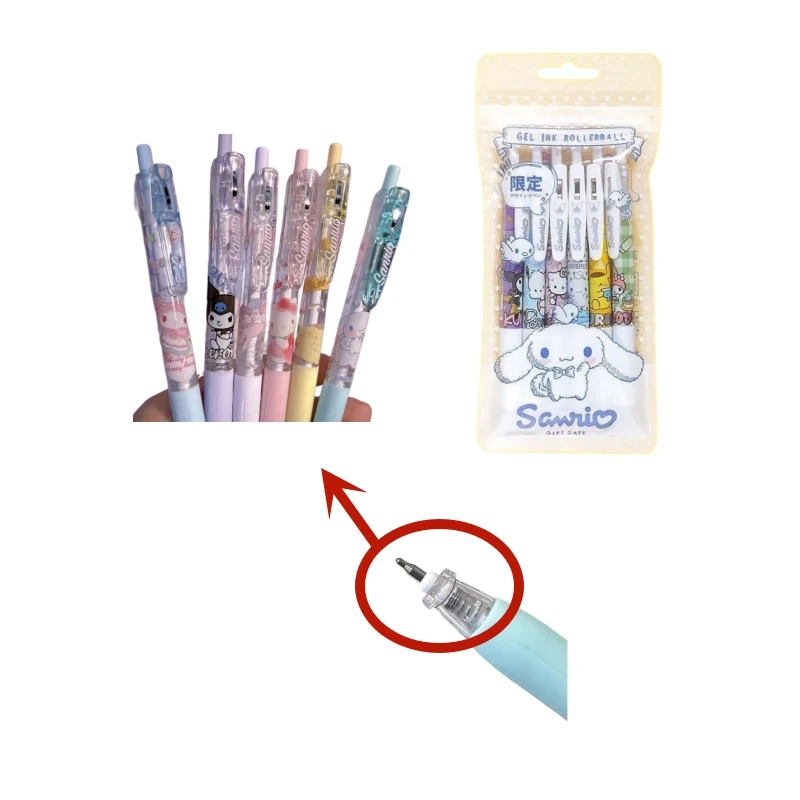 

Sanrioed press gel pen Kuromi Cinnamoroll ST long press pen Hellokitty student press pen 0.5mm quickdrying black signature pen