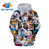 sonspee casual loose itself hoodie men women double sided print cute dog pet hoodies unisex fashion hip hop streetwear coat