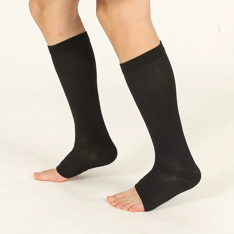 

Outdoor 1Pair Elastic Open Toe Knee High Calf Compression Stockings Varicose Veins Treat Shaping Graduated Pressure Stockings