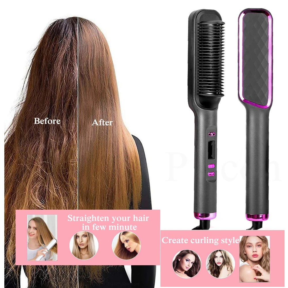 

Automatic Comb Hair Straightener Electric Hot Comb PTC Heating Air Brush Hair Styling Tool Cordless Straightening Negative Iron