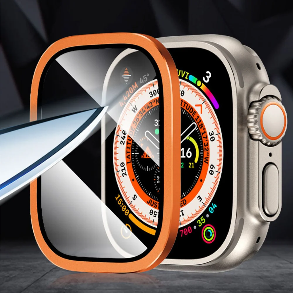Закаленное стекло для Apple Watch Ultra 2 49 мм титановая металлическая рамка пленка